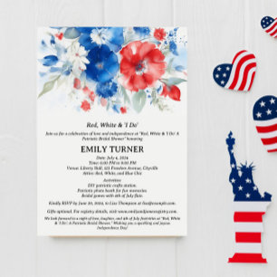 Invitación Ducha de Novia del 4 de Julio Rojo Blanco Azul
