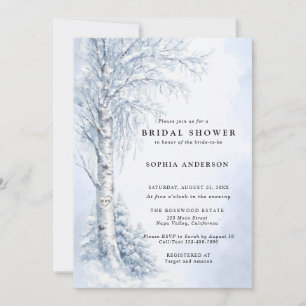 Invitación Ducha de Novia del Árbol de Abedul Congelado