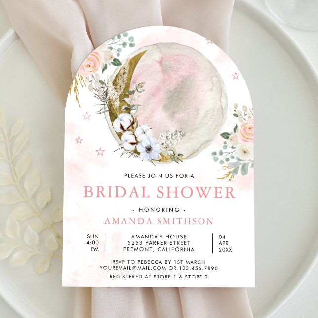 Invitación Ducha de novia del arco iris floral rosa Rubor (Subido por el creador)