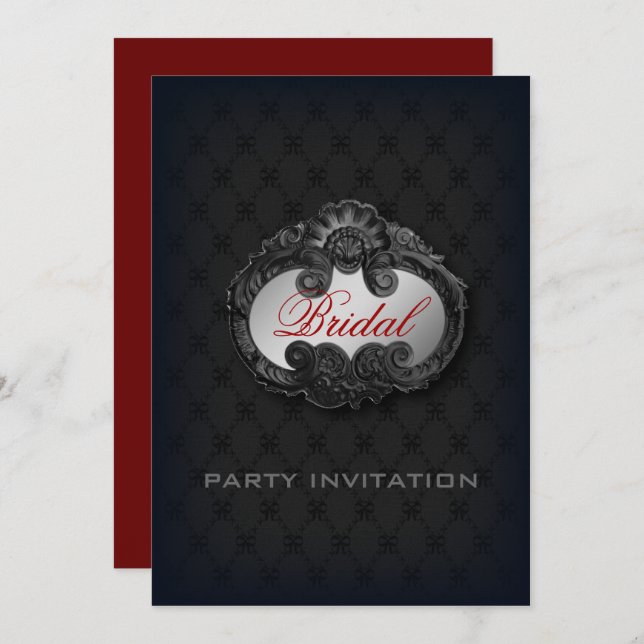Invitación Ducha de novia del Black Victorian Gothic Vampire (Anverso / Reverso)