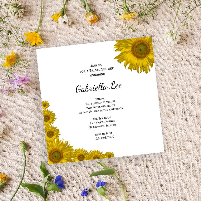 Invitación Ducha de novia del borde del girasol (Subido por el creador)