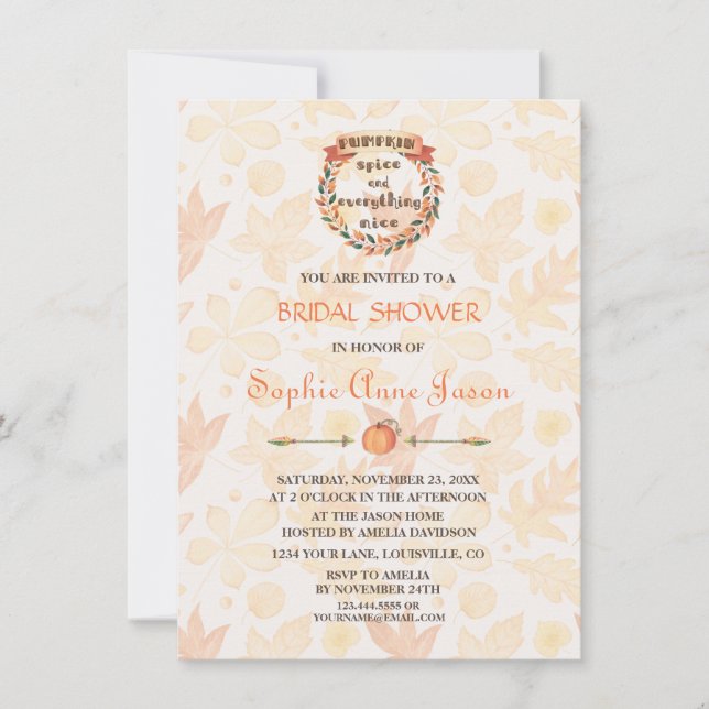 Invitación Ducha de novia del día de gracias por la picadura  (Anverso)