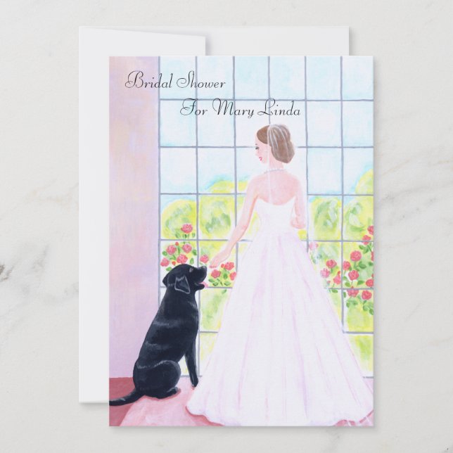 Invitación Ducha de novia del labrador negro (Anverso)