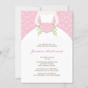 Invitación Ducha de novia del patrón de Damasco rosa
