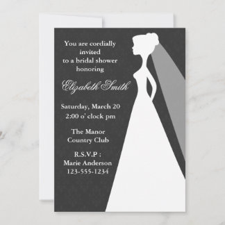 Invitación Ducha de novia del patrón negro de Damasco