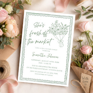 Invitación Ducha de Novia Dibujada a Mano Fresca del Mercado