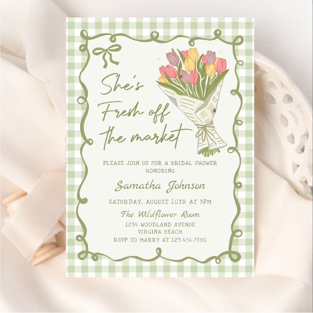 Invitación Ducha de Novia Dibujada a Mano Fresca del Mercado (Subido por el creador)