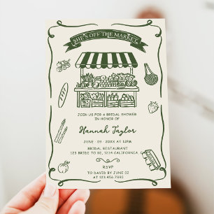 Invitación Ducha de Novia Dibujada a Mano Fresca del Mercado