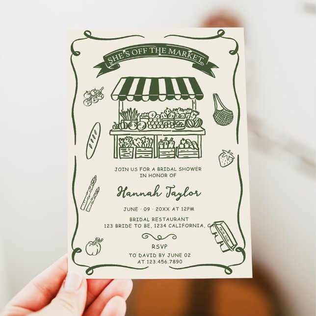 Invitación Ducha de Novia Dibujada a Mano Fresca del Mercado (Subido por el creador)