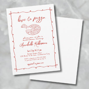 Invitación Ducha de Novia Dibujada a Mano Pizza de Amor Rojo 
