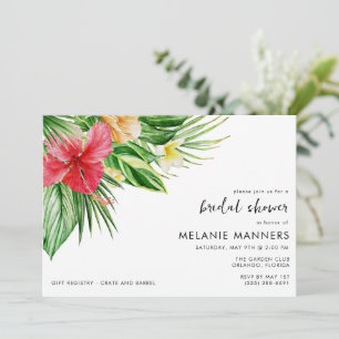 Invitación Ducha de novia digital floral tropical