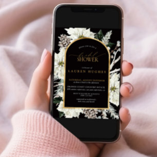 Invitación Ducha de novia dorada blanca y negra