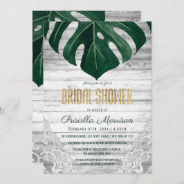 Invitación Ducha de novia dorada con hoja de queso suiza