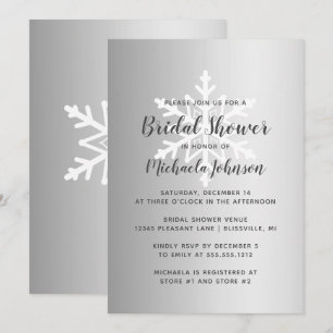 Invitación Ducha de novia dorada plateada en invierno con cop