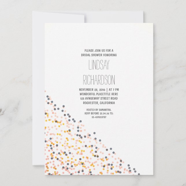 Invitación ducha de novia dorada rosa y marina (Anverso)