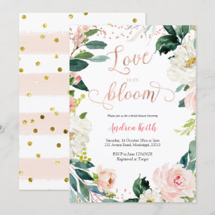 Invitación Ducha de novia dorada rosa y Subió de Rubor