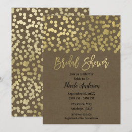 Invitación Ducha de Novia Dorado Moderno Chic Rústico Kraft