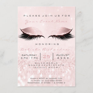 Invitación Ducha de novia Dulce 16ª maquillaje Delicado Rosa
