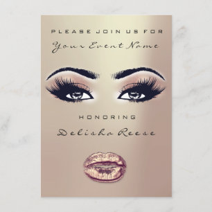 Invitación Ducha de novia Dulce 16º Beso Rosa de maquillaje