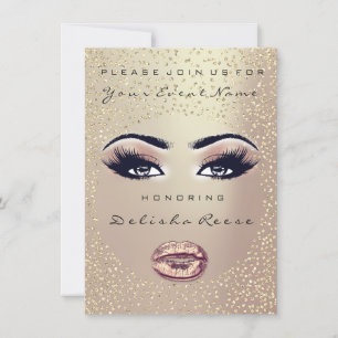 Invitación Ducha de novia Dulce 16º Beso Rosa de maquillaje
