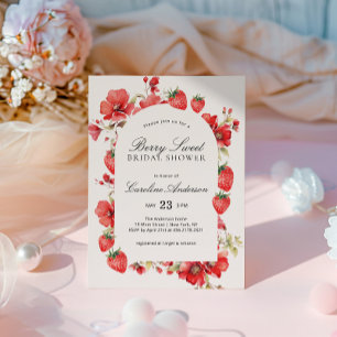 Invitación Ducha de Novia Dulce de Frutas Floral de Fresa
