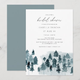 Invitación Ducha de Novia EGRET Rústico Azul Pino de Invierno