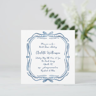 Invitación Ducha de Novia Elegante Chic Moderna Arco Azul Fra