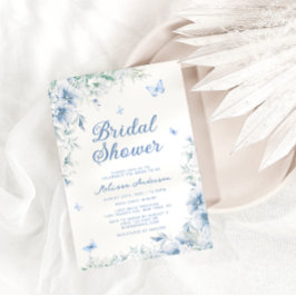 Invitación Ducha de novia elegante china azul y blanca