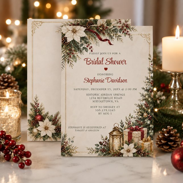 Invitación Ducha de novia elegante con tema de Navidad | (Subido por el creador)