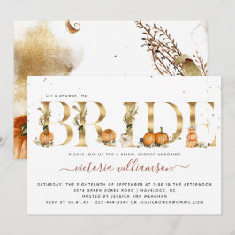 Invitación Ducha de Novia Elegante de Otoño Pumpkin Gold
