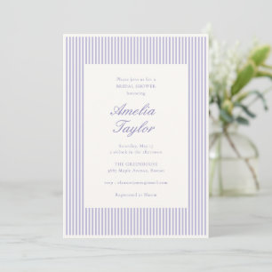Invitación Ducha de Novia Elegante de Raya de Lavanda Suave d