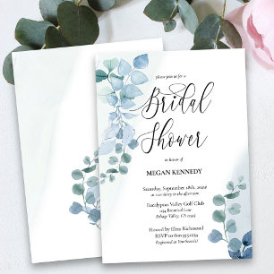 Invitación Ducha de Novia Elegante Eucalipto Polvoriento