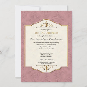 Invitación Ducha de novia elegante formal Gold & Lace