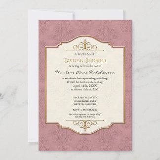 Invitación Ducha de novia elegante formal Gold & Lace