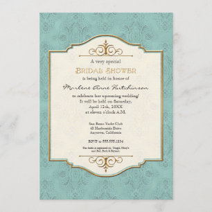 Invitación Ducha de novia elegante formal Gold & Lace