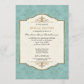 Invitación Ducha de novia elegante formal Gold & Lace