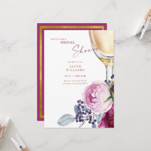 Invitación Ducha de Novia Elegante Fucsia y Dorado