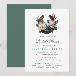 Invitación Ducha de novia elegante Magnolia herradura