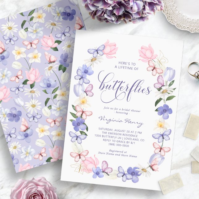 Invitación Ducha de Novia Elegante Mariposa (Butterfly Elegant Bridal Shower Invitation
)