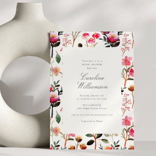 Invitación Ducha de Novia Elegante Moderna Flor Silvestre Ros