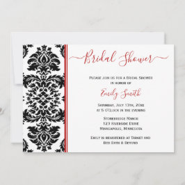 Invitación Ducha de novia elegante, roja y negra