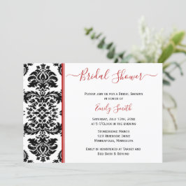 Invitación Ducha de novia elegante, roja y negra