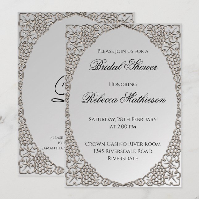 Invitación Ducha de novia elegante y personalizada (Anverso / Reverso)
