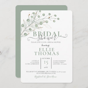 Invitación Ducha de novia embelesada verde estilizada