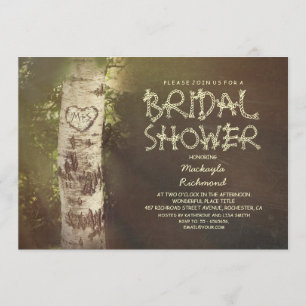 Invitación Ducha de novia en árbol de abedul rústico