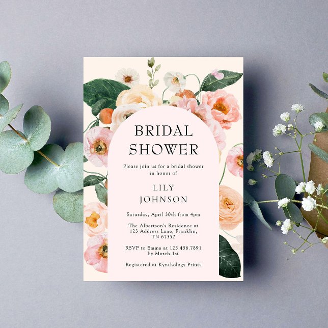 Invitación Ducha de novia en arco floral rosa de Rubor (Subido por el creador)