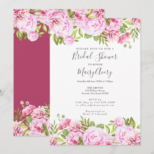 Invitación Ducha de Novia en el Jardín de Rosas (Anverso / Reverso)
