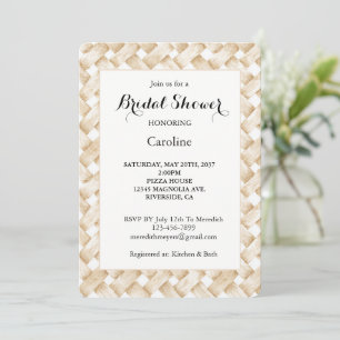 Invitación Ducha de novia en falso tejido de cesta de color b