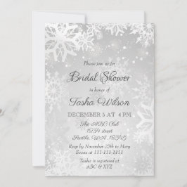 Invitación Ducha de novia en invierno con copos de nieve de p