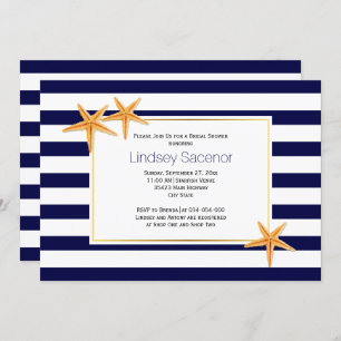 Invitación Ducha de novia en la playa de Starfish and stripes